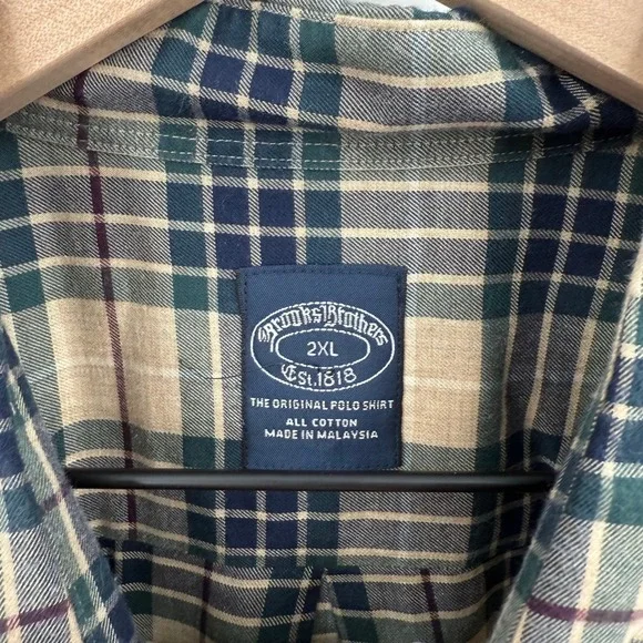 Brooks Brothers Mens 2XL Long Sleeve Plaid Button Down Shirt Cotton - Picture 2 of 5